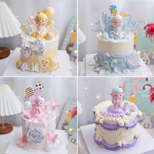 薇薇安蛋糕装饰摆件 少女心生日甜品台装扮可爱女孩仙女款蛋糕款