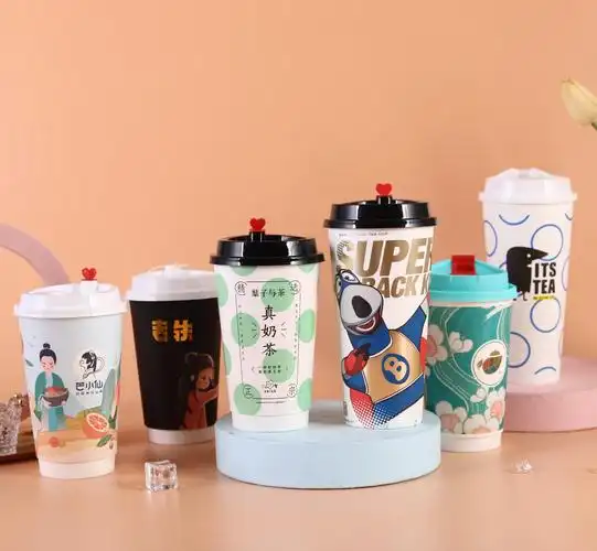 定制纸杯一次性90口径600毫升咖啡奶茶豆浆纸杯加厚定制logo