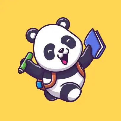 可爱手绘熊猫上学卡通矢量素材