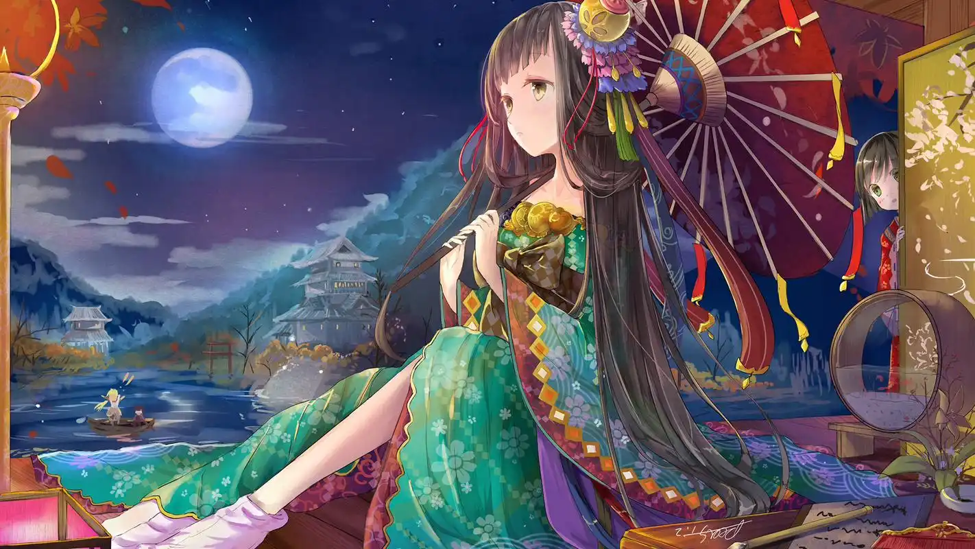 小清新动漫美女插画桌面壁纸高清大图预览1920x1080_卡通动漫下载_美