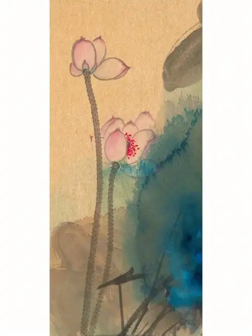 第五十五幅泼彩荷花近现代张大千