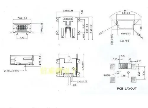贴片迷你usb母座mini-5p插座接口 mp3 mp4配件3充电口 数据口 铜