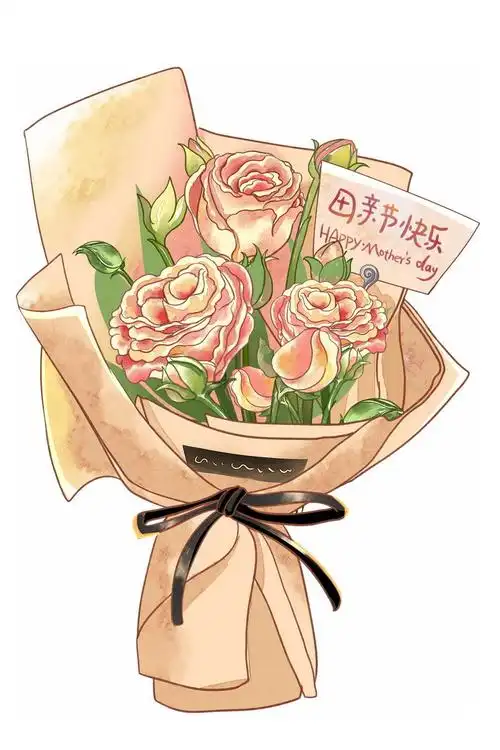 一捧鲜花康乃馨花朵中放着的卡片上写着母亲节快乐9803981图片素材