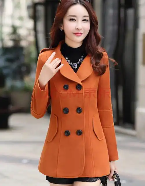 呢子大衣外女2020新款毛呢冬天衣服女装秋冬季妮子修身外套女短款 金