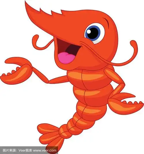 可爱虾卡通呈现