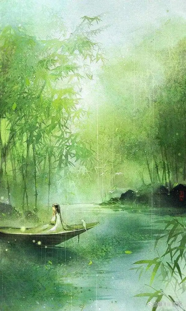 古风春意绿色壁纸