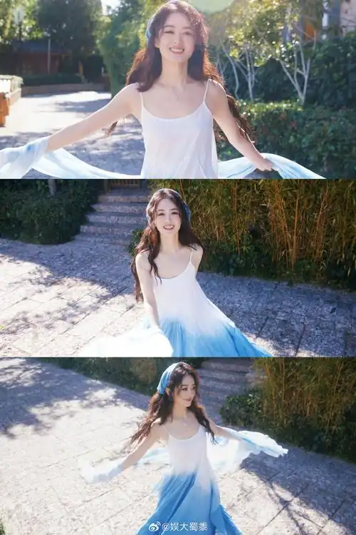 赵丽颖穿了扎染裙子