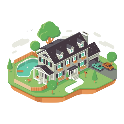 房屋别墅2.5d立体手绘风格矢量免扣