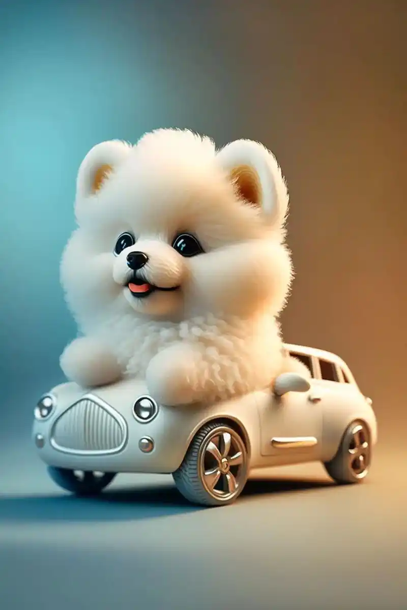 萌萌可爱的小奶狗坐在迷你豪车上伸着舌头开心的笑着#艺术在抖音 - 抖