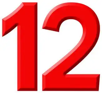 数字十二数字 12,十二,白色背景,3d 渲染上孤立照片