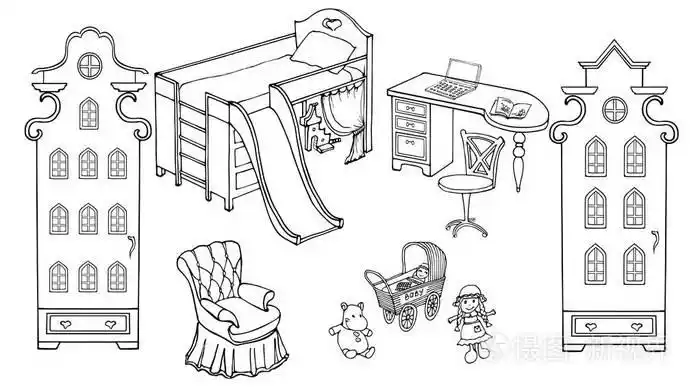 宝贝儿童房女孩娃娃 ams插画-正版商用图片0n3b4f-摄图新视界