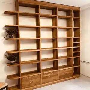 全实木书架书柜定制老榆木原木简约转角落地置物架收纳展示柜吊柜