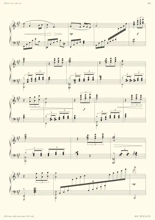 钢琴谱 - 绒花(电影芳华片尾曲,韩红)