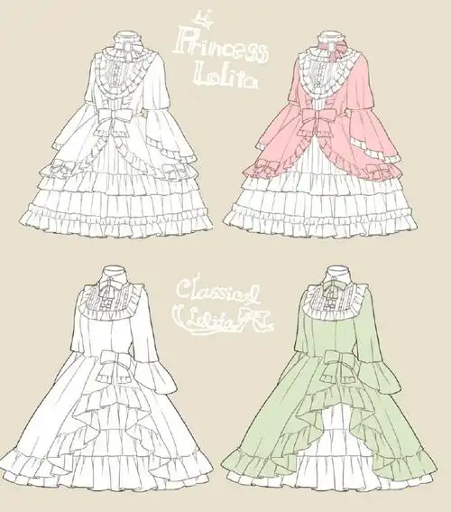 手绘参考# lolita动漫裙子样式绘画参考,每种都美美哒,转需收藏吧!