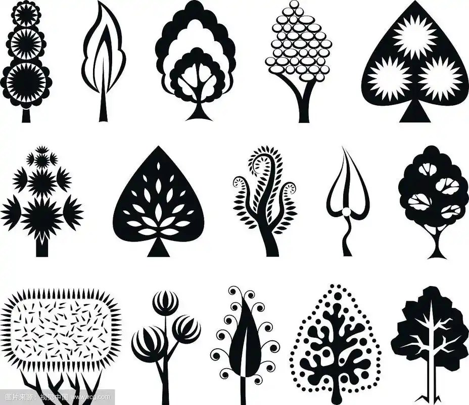 一组装饰图形树