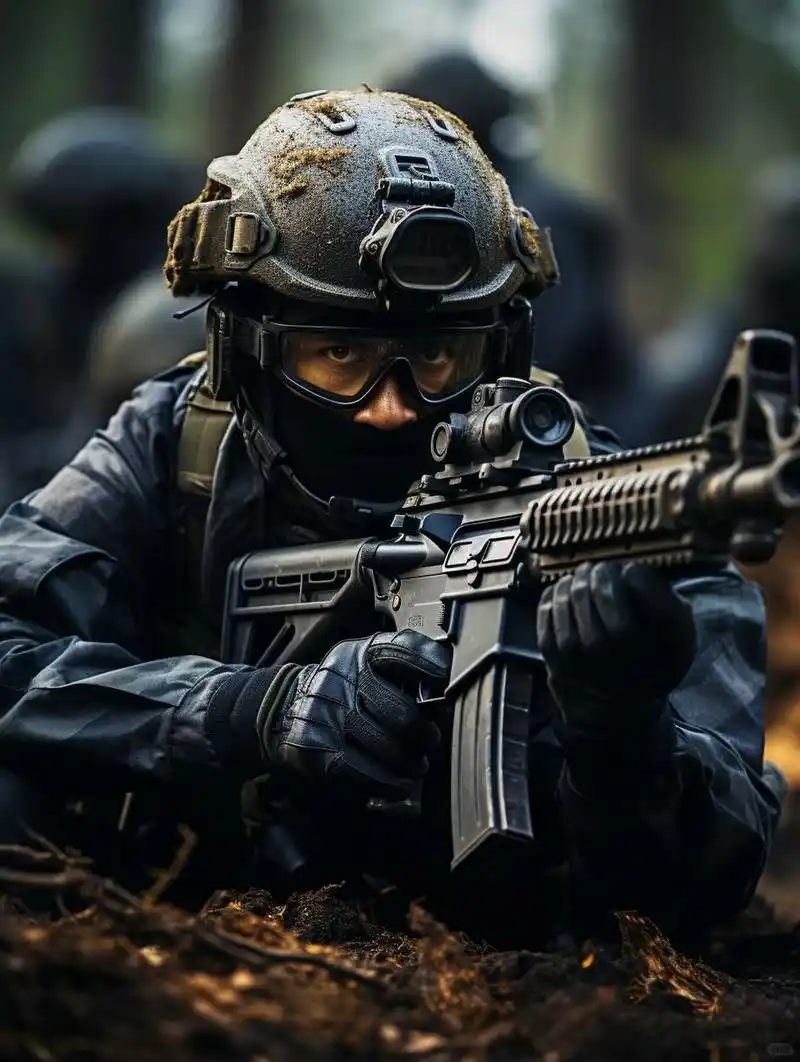 军人就要浴血奋战   全副武装打扮特种部队士兵, 穿