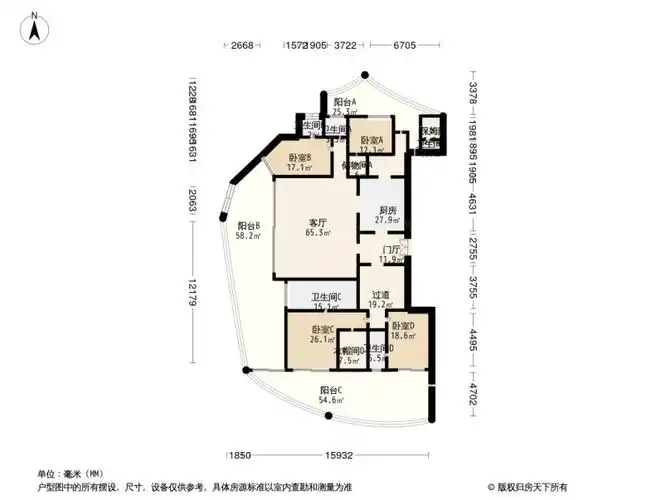 734万房东包税地铁口龙湖世纪峰景精装大平层