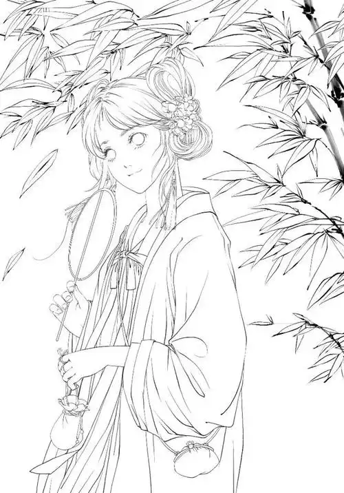 素材古风人物线稿绘画练习