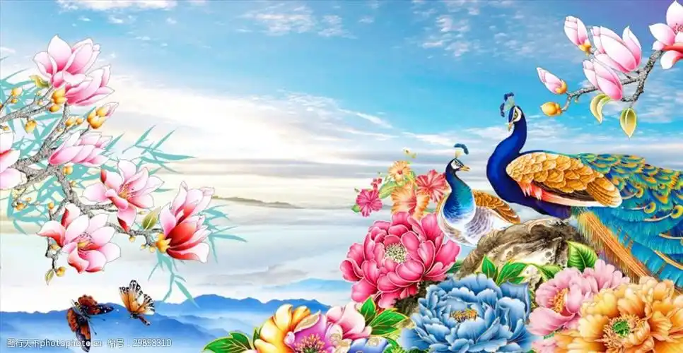 花开富贵凤凰牡丹图高清凤凰