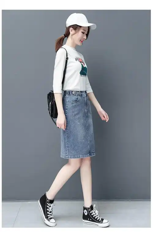 牛仔半身裙女2020年新款春秋时尚高腰显瘦40岁一步包臀中长款裙子