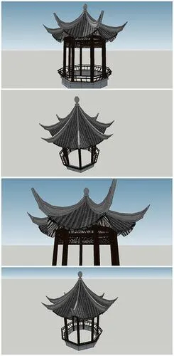 中式八角亭su模型