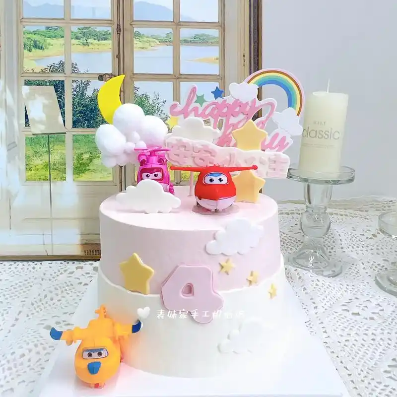 深圳|粉色系超级飞侠生日蛋糕.女孩生日蛋糕 儿童生日蛋糕 粉 - 抖音