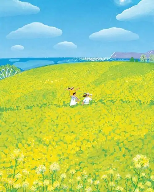 c 的一组春夏季节插画,清新的色彩和舒适的画面~太治愈了!#插画分享