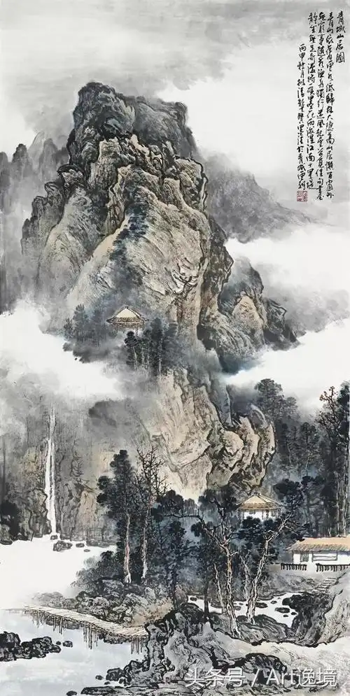 著名山水画家施云翔泼墨重彩山水画作品欣赏