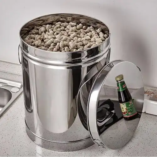 食品级304不锈钢50斤10kg米桶20斤面粉桶30斤储米箱 防潮密封防虫