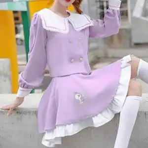 南山月jk制服格裙深紫色百褶水手服半身裙包邮裙子2022新品jk水手制服