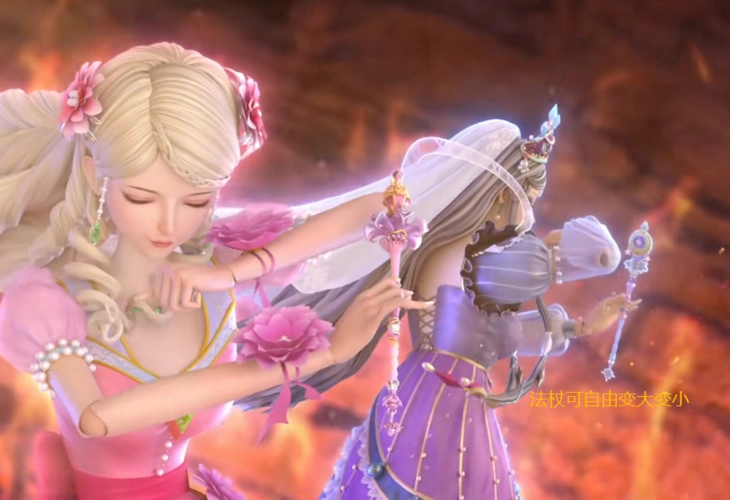 时希和灵公主的法杖都可自由变换缩小后跟罗丽她们的很相似