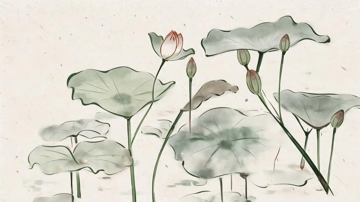 94古风荷花淡雅背景美图96