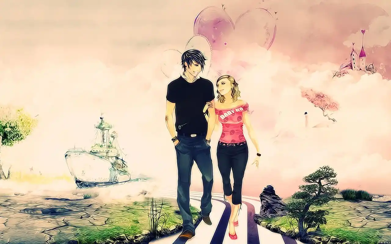 一起去散步_非主流爱情桌面壁纸_唯美情侣,桌面壁纸www.xshuma.com