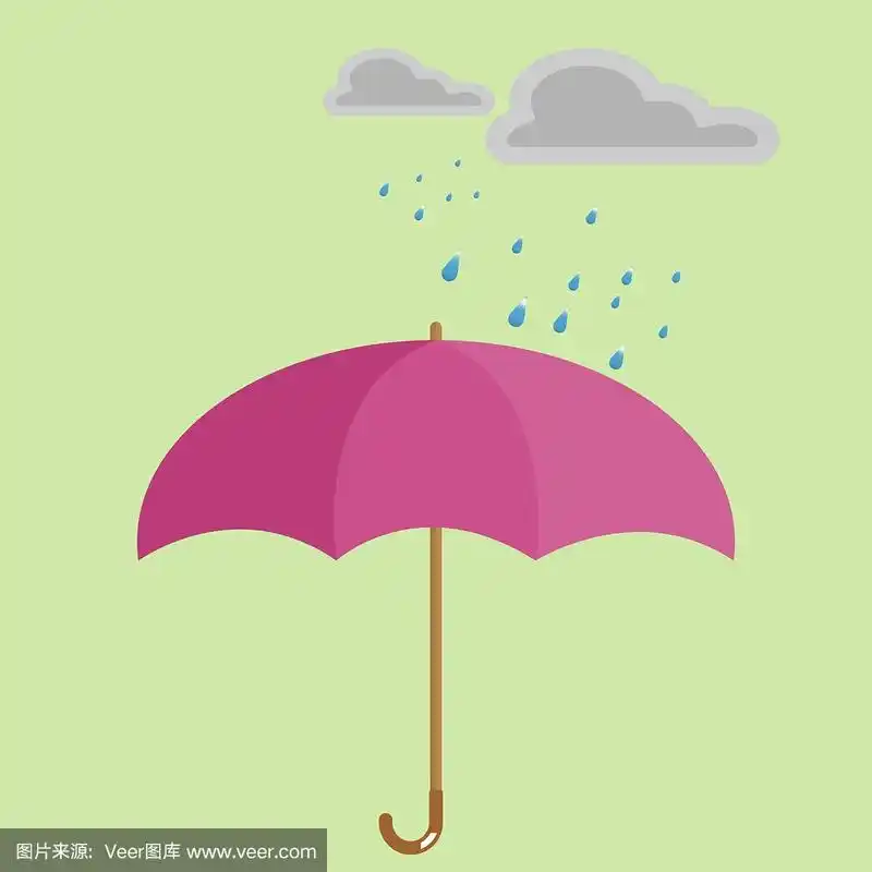 雨落在红伞上作背景