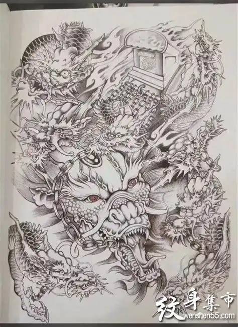 胸口九龙拉棺纹身图案大全九龙拉棺纹身图2022已更新今日推荐