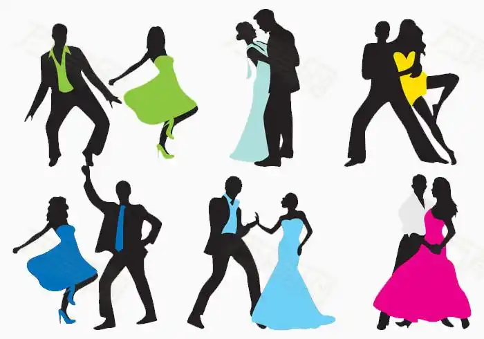 矢量男女蹦迪动作