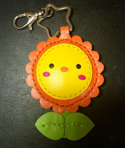 小k纯手工定制 向日葵牛皮汽车钥匙扣包挂创意生日礼物挂件挂饰