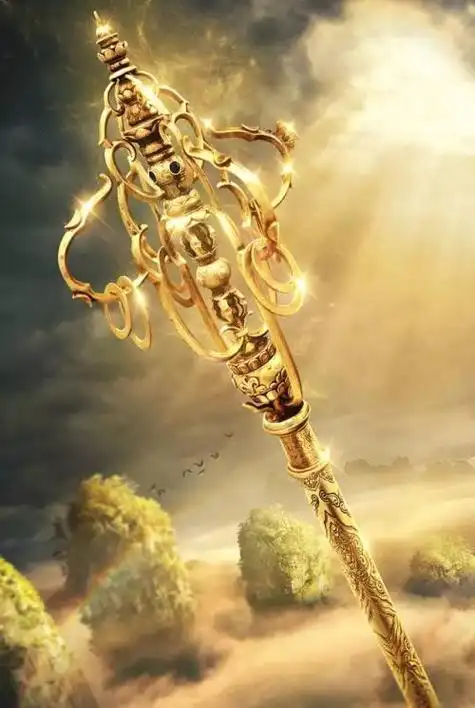 唐僧法宝九环锡杖简笔画