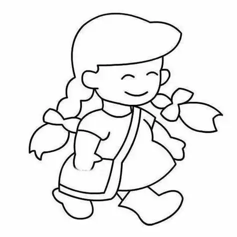 幼儿园简笔画小女孩侧身