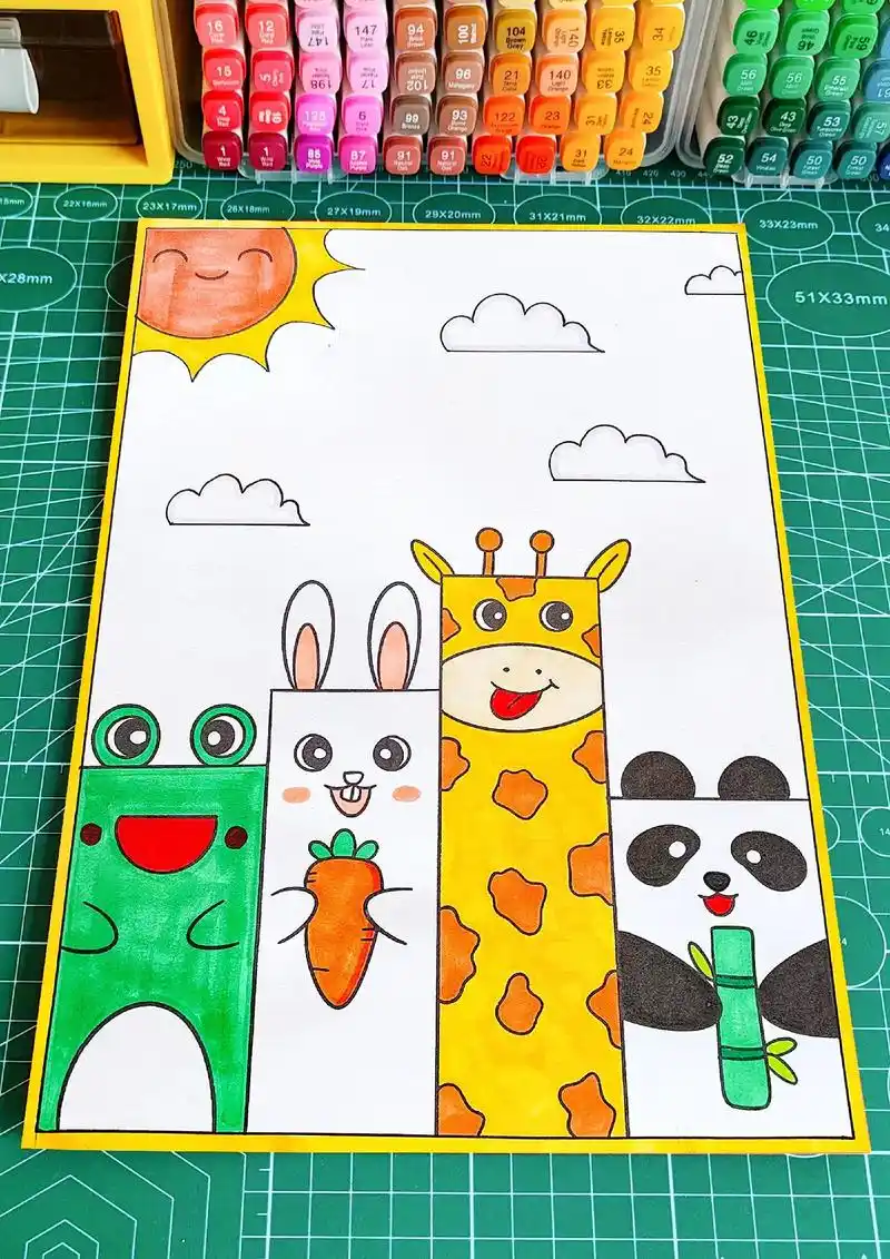 小动物简笔画.简单的几个长方形 就能画出各种可爱的小动物,快 - 抖音