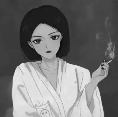 手绘情侣头像点烟