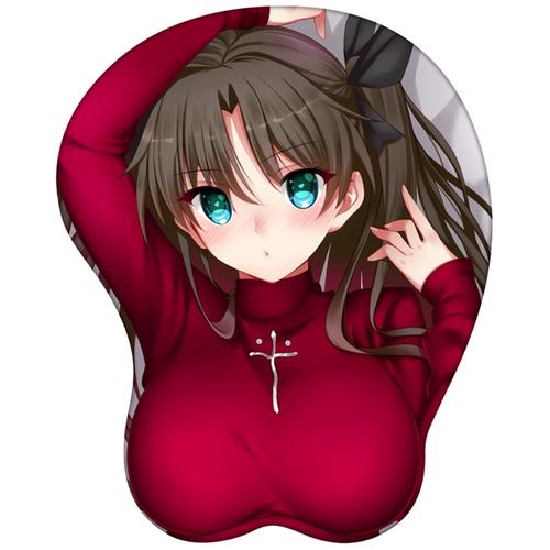 原创fate远坂凛美女胸部游戏办公立体鼠标垫护腕手腕垫二次元动漫
