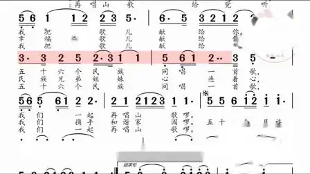 歌曲《再唱山歌给党听》,电吹管演奏动态简谱