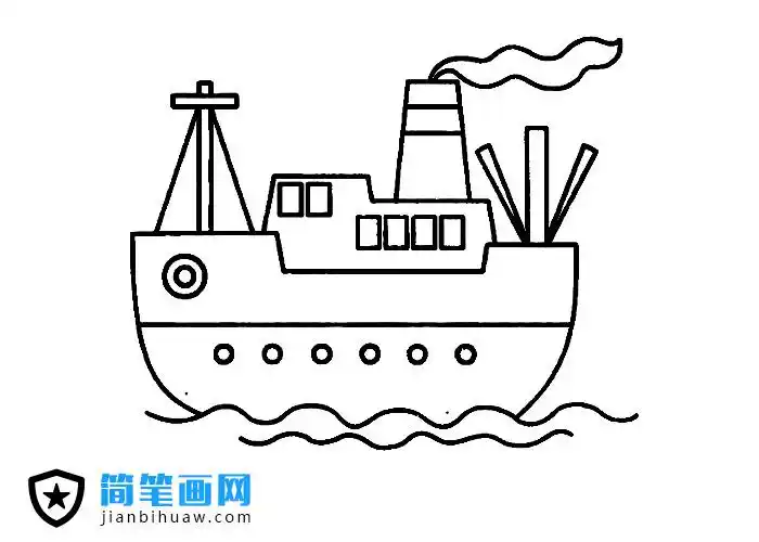 超大货轮游轮船简笔画图片