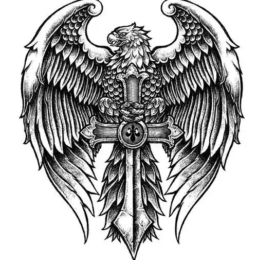 十字架翅膀纹身图案