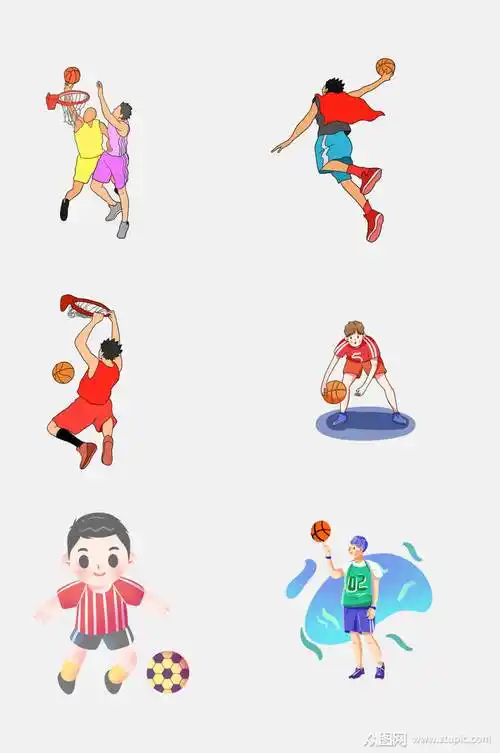 扣篮卡通体育运动人物免抠素材素材