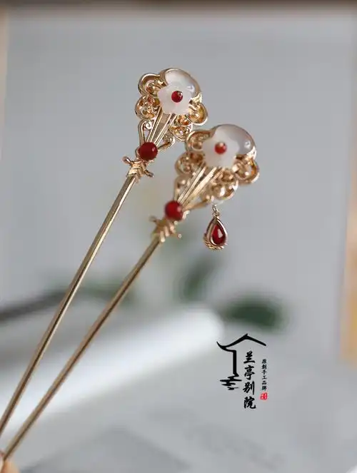 兰亭别院胡笳十八琵琶唐风汉头饰盘发流苏发簪发饰