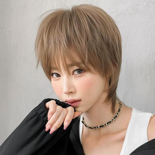 日系少年感狼尾短发假发t女生酷帅气自然鲻鱼头可扎发型全头套式