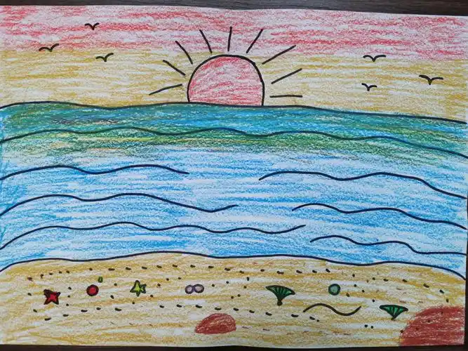 旬邑县第二幼儿园教师主题画——《那片海》