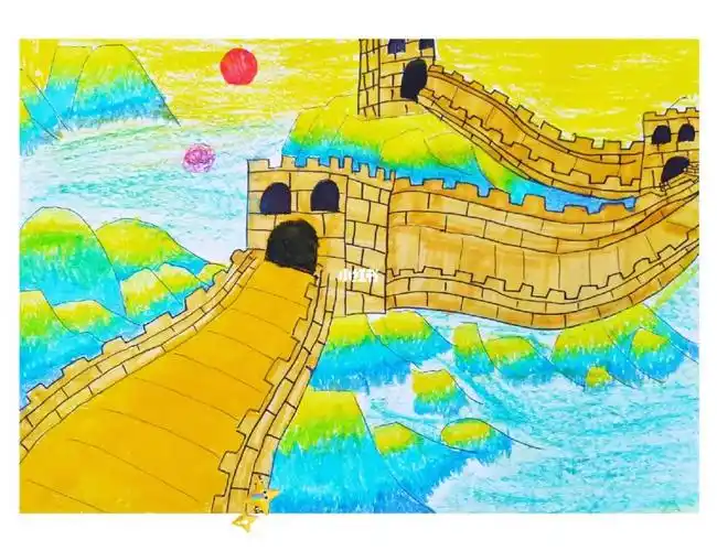 渐变绘画万里长城